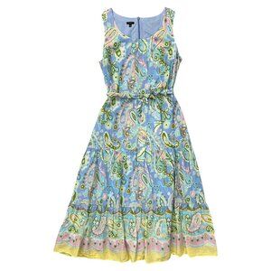 Talbots‎ Paisley Pastel Multicolor Tiered Midi Dress 16 Spring Preppy Brunch